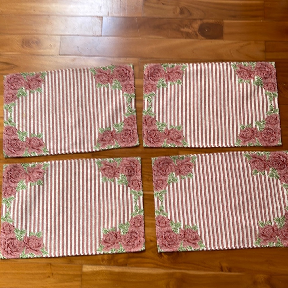Placemats embroidered Tapestry 4 shabby chic rose garden table linens, dresser